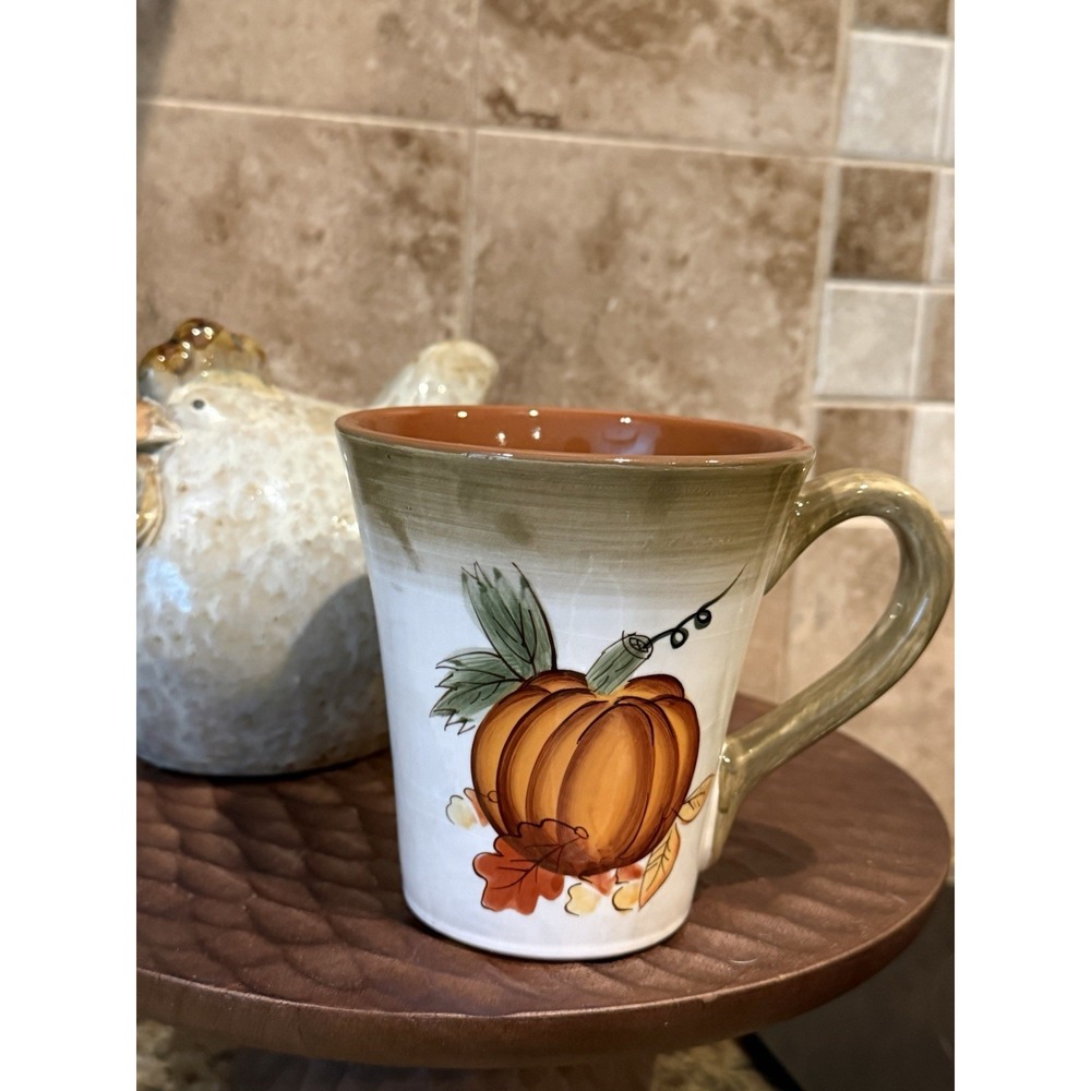 Hausenware Pottery Pumpkin Mug Coffee Cup Fall Autumn Halloween Thanksgiving Tea